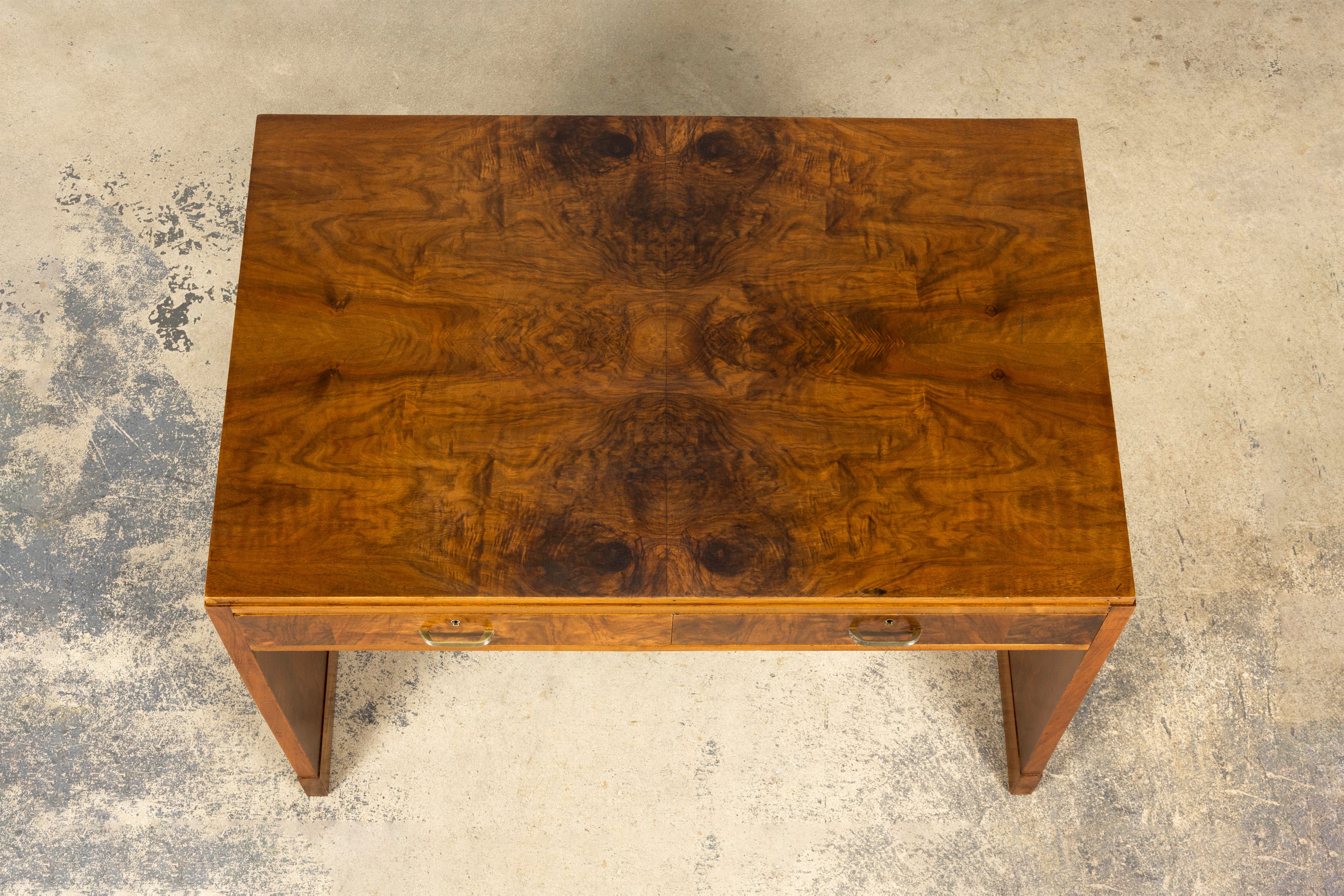 French Art Deco Walnut Writing Desk, Paris, Circa 1930