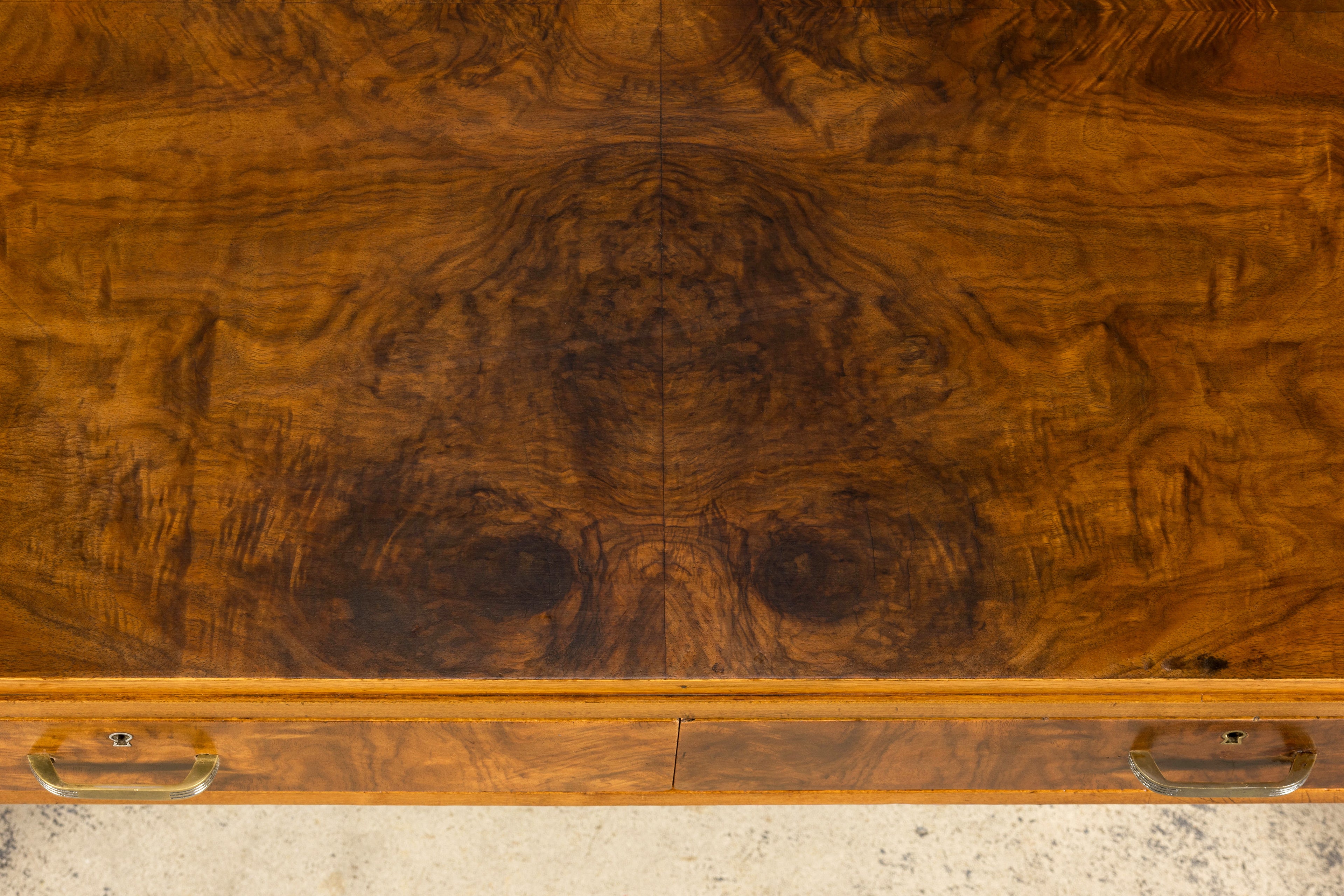 French Art Deco Walnut Writing Desk, Paris, Circa 1930