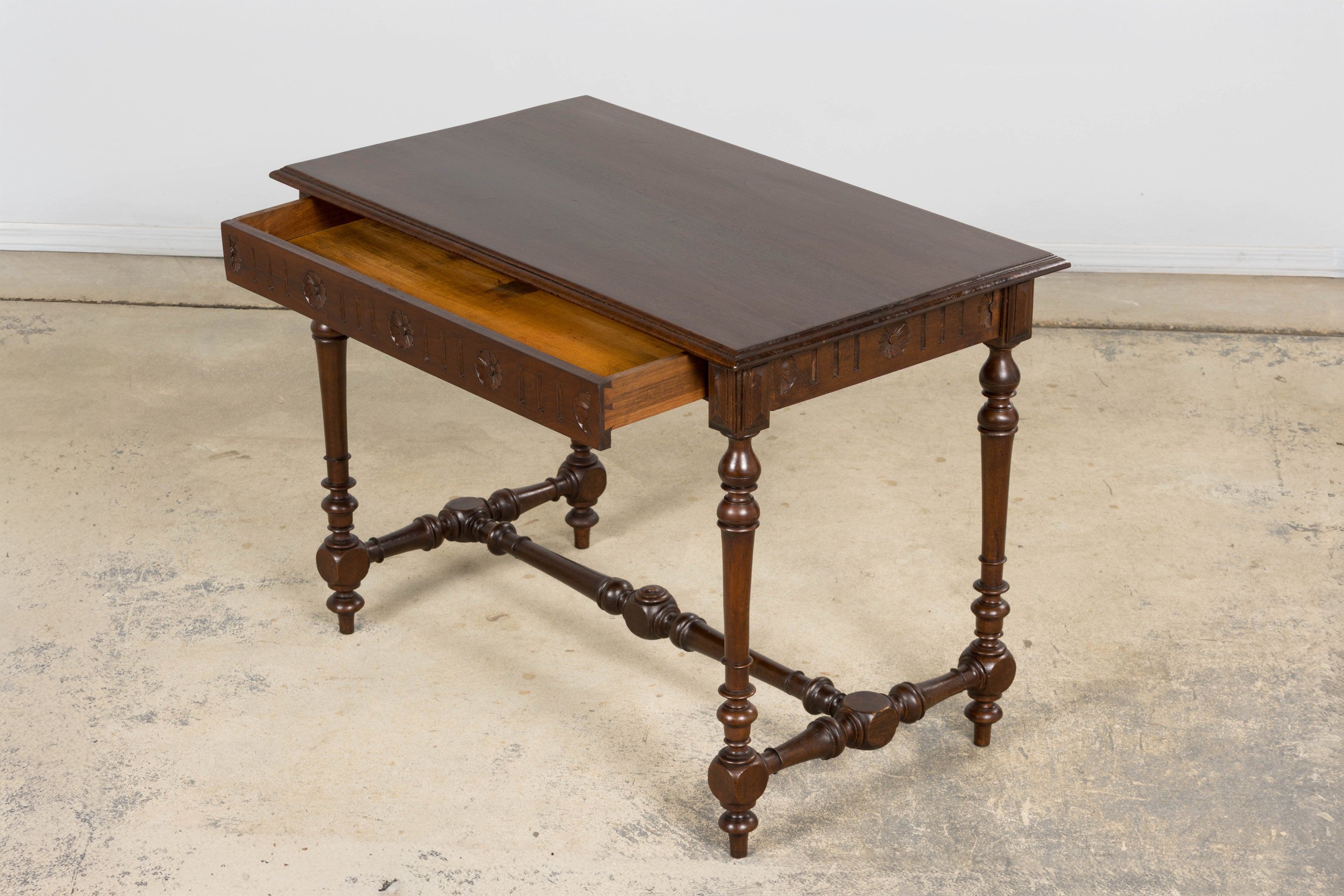 French Louis XIII Style Walnut Writing Table, Provence, Early 20th Century