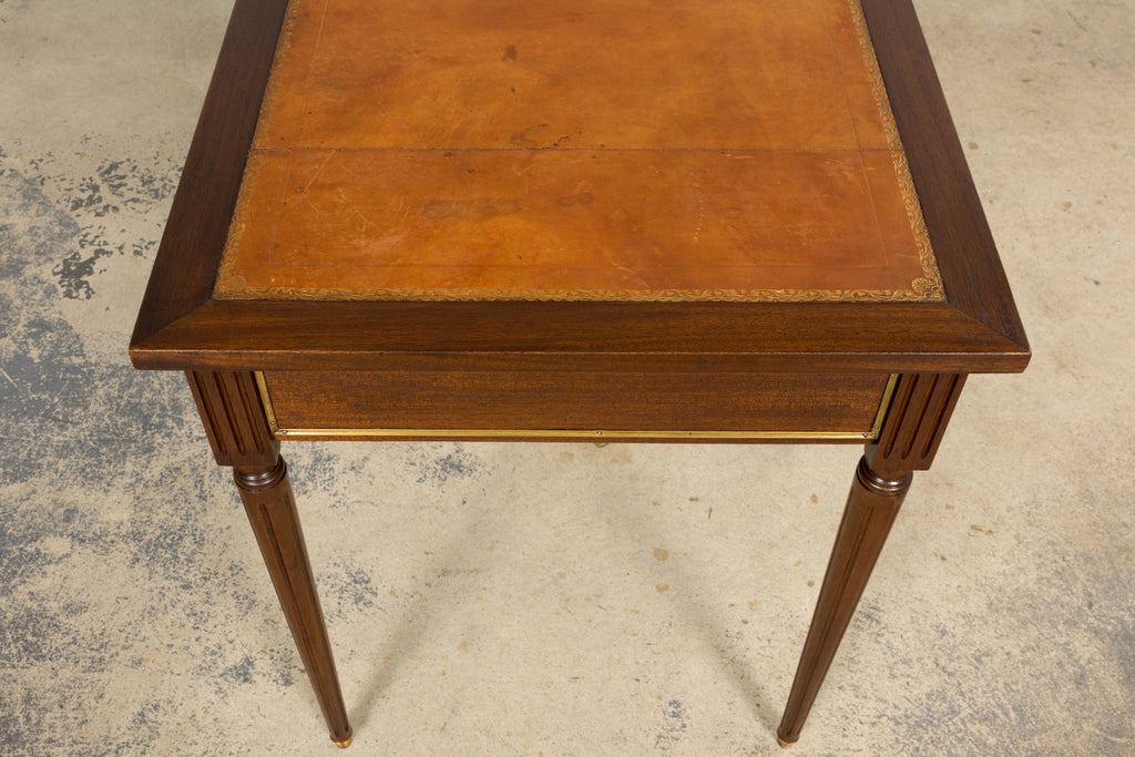 French Louis XVI Style Mahogany Leather Top Writing Desk