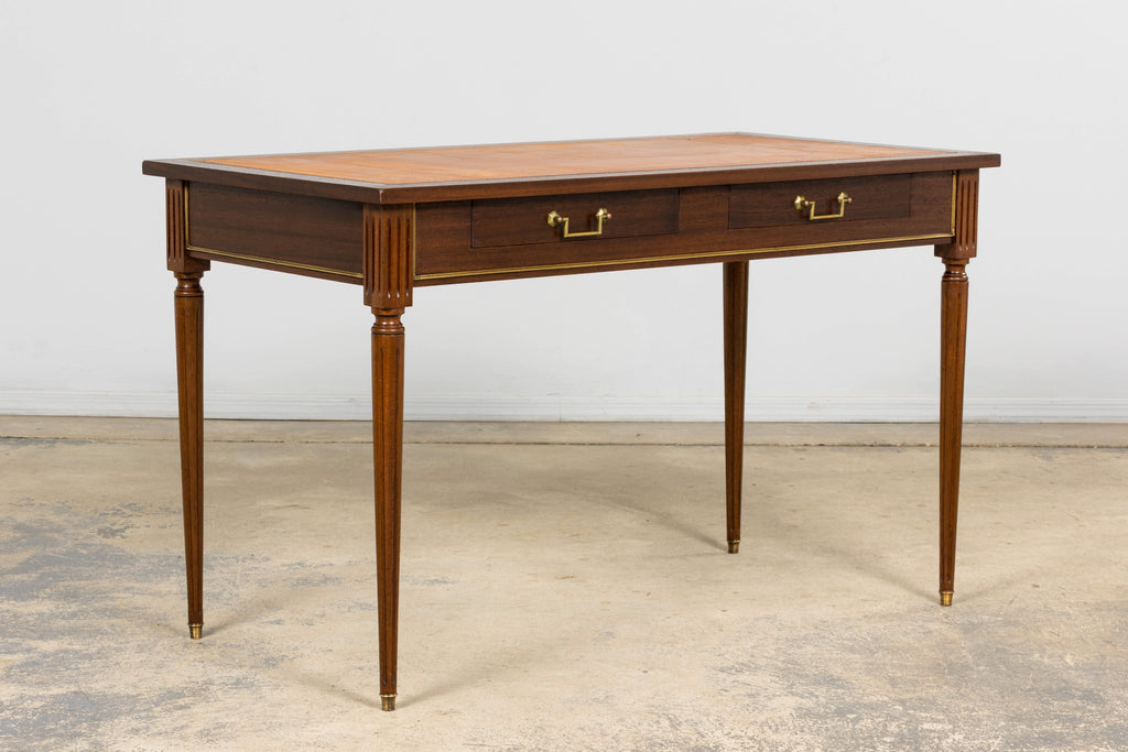 French Louis XVI Style Mahogany Leather Top Writing Desk