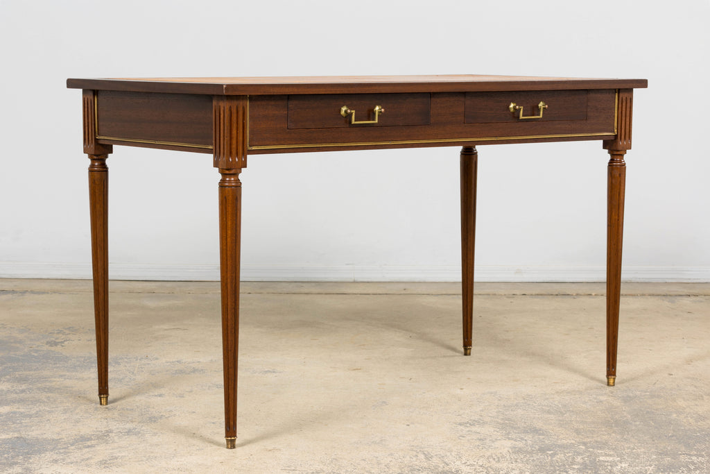 French Louis XVI Style Mahogany Leather Top Writing Desk