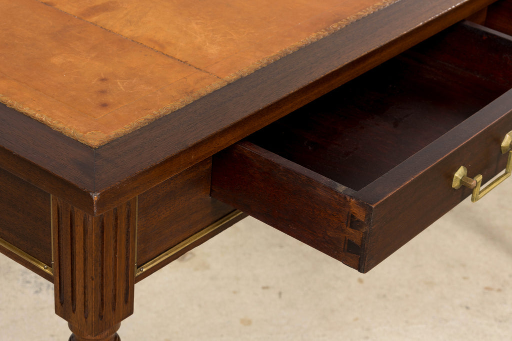 French Louis XVI Style Mahogany Leather Top Writing Desk