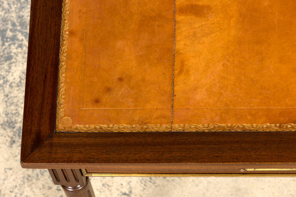 French Louis XVI Style Mahogany Leather Top Writing Desk
