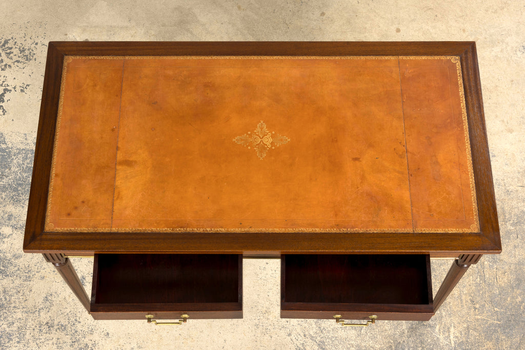 French Louis XVI Style Mahogany Leather Top Writing Desk