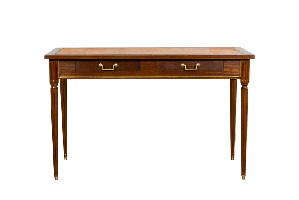 French Louis XVI Style Mahogany Leather Top Writing Desk