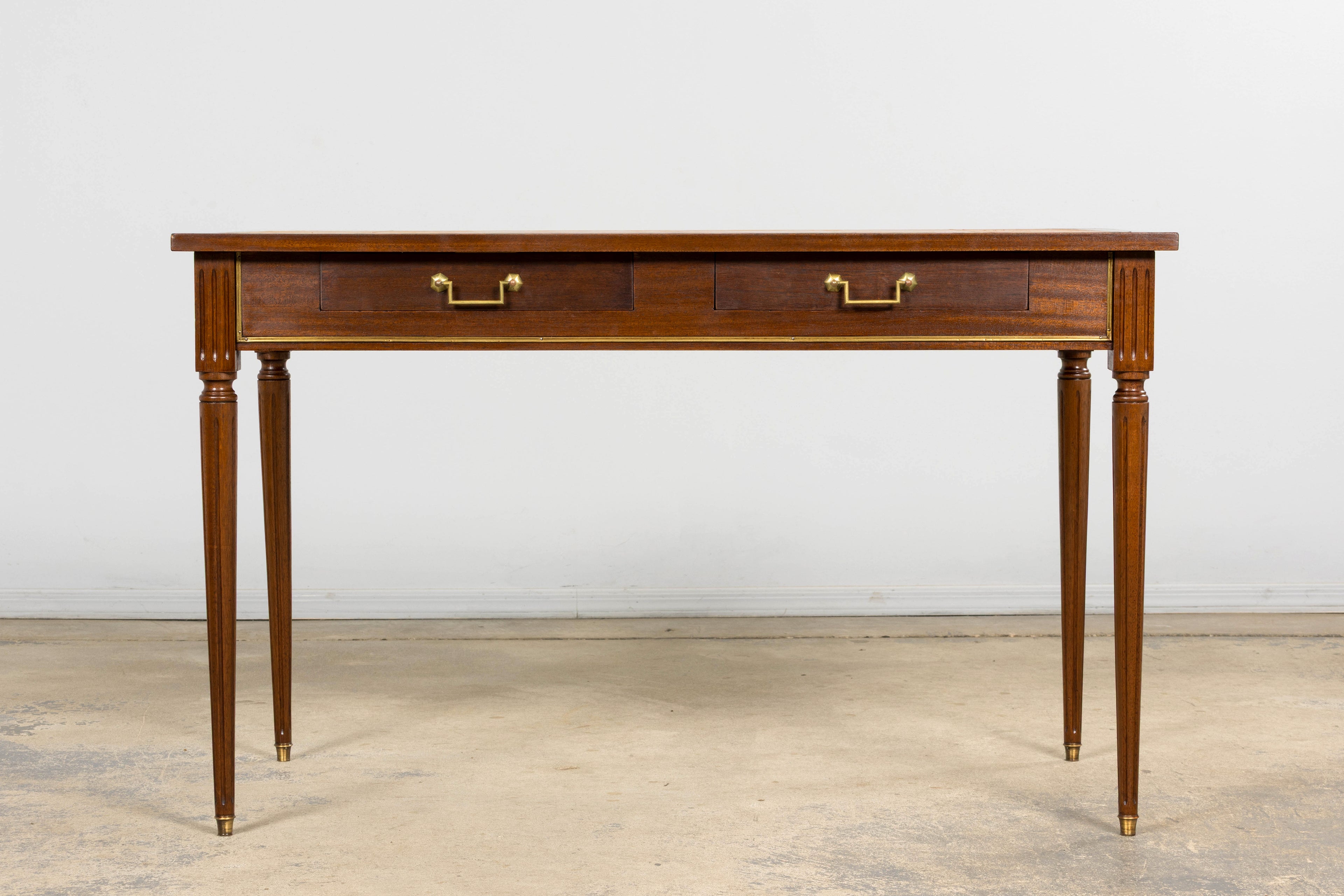 French Louis XVI Style Mahogany Leather Top Writing Desk
