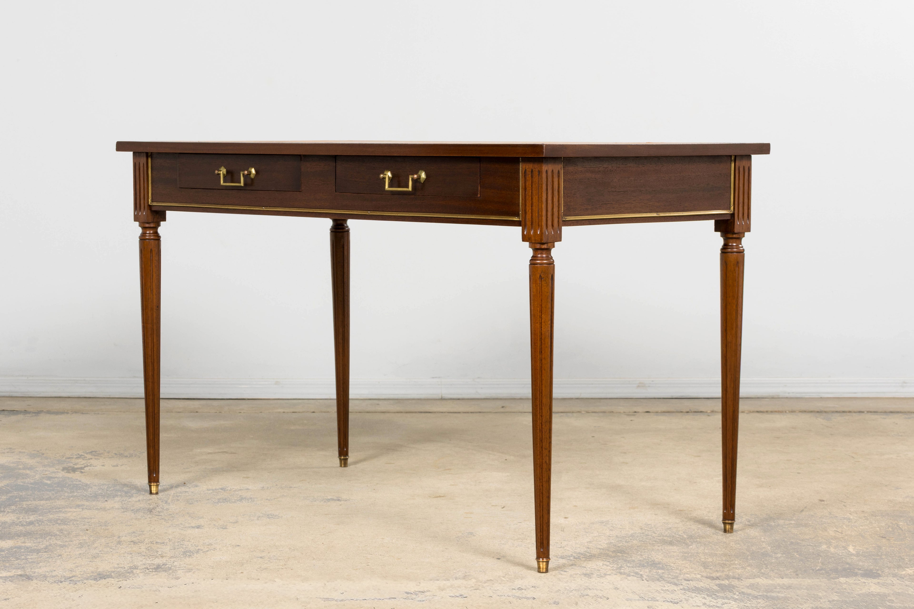 French Louis XVI Style Mahogany Leather Top Writing Desk