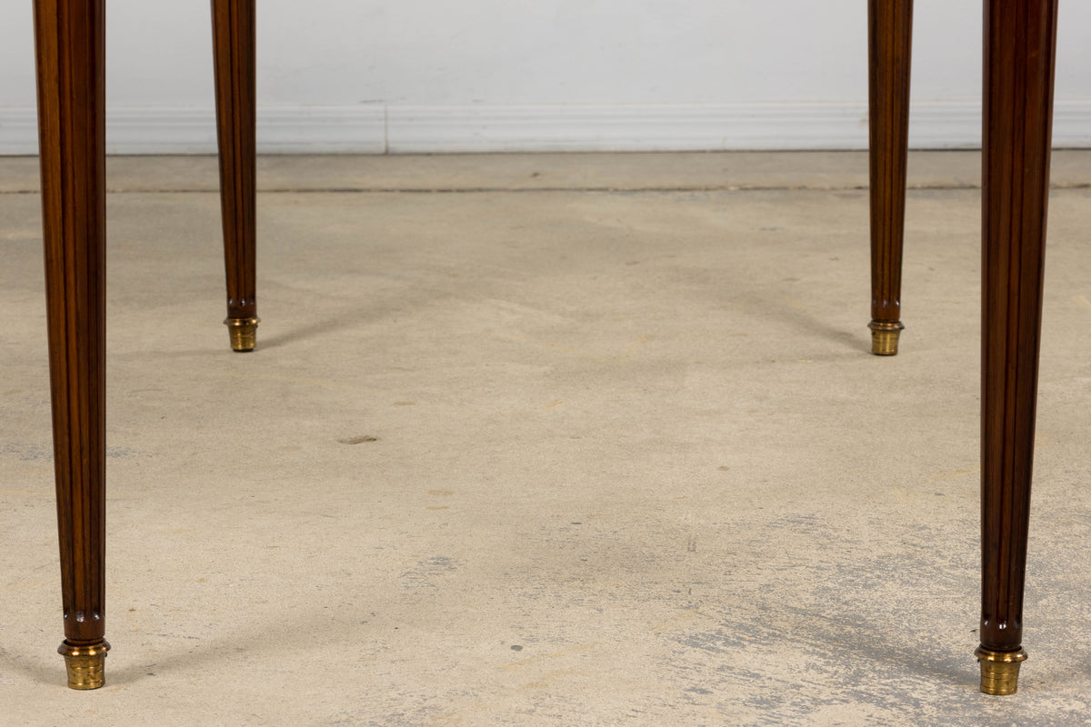 French Louis XVI Style Mahogany Writing Desk W/ Cognac Leather Top