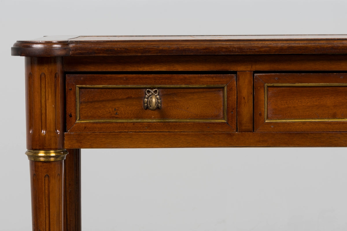 French Louis XVI Style Mahogany Writing Desk W/ Cognac Leather Top