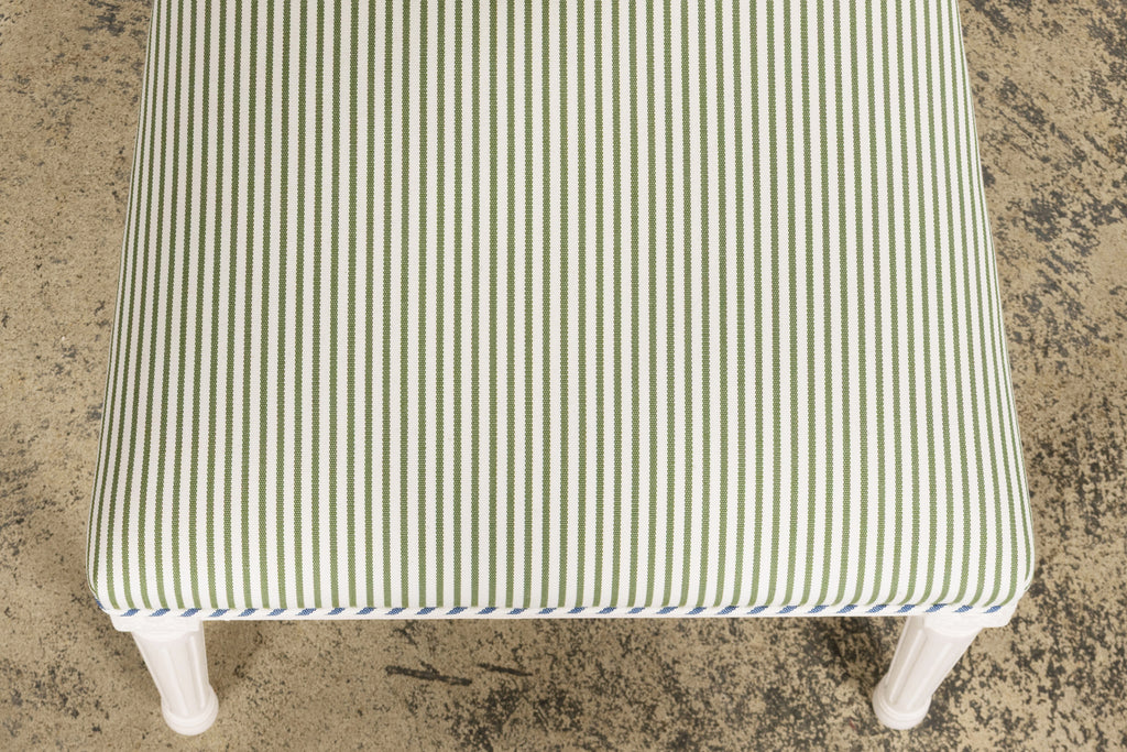 French Louis XVI Style Painted Dining Chairs in Blue & Green Stripe, Set of 6