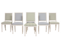 French Louis XVI Style Painted Dining Chairs in Blue & Green Stripe, Set of 6