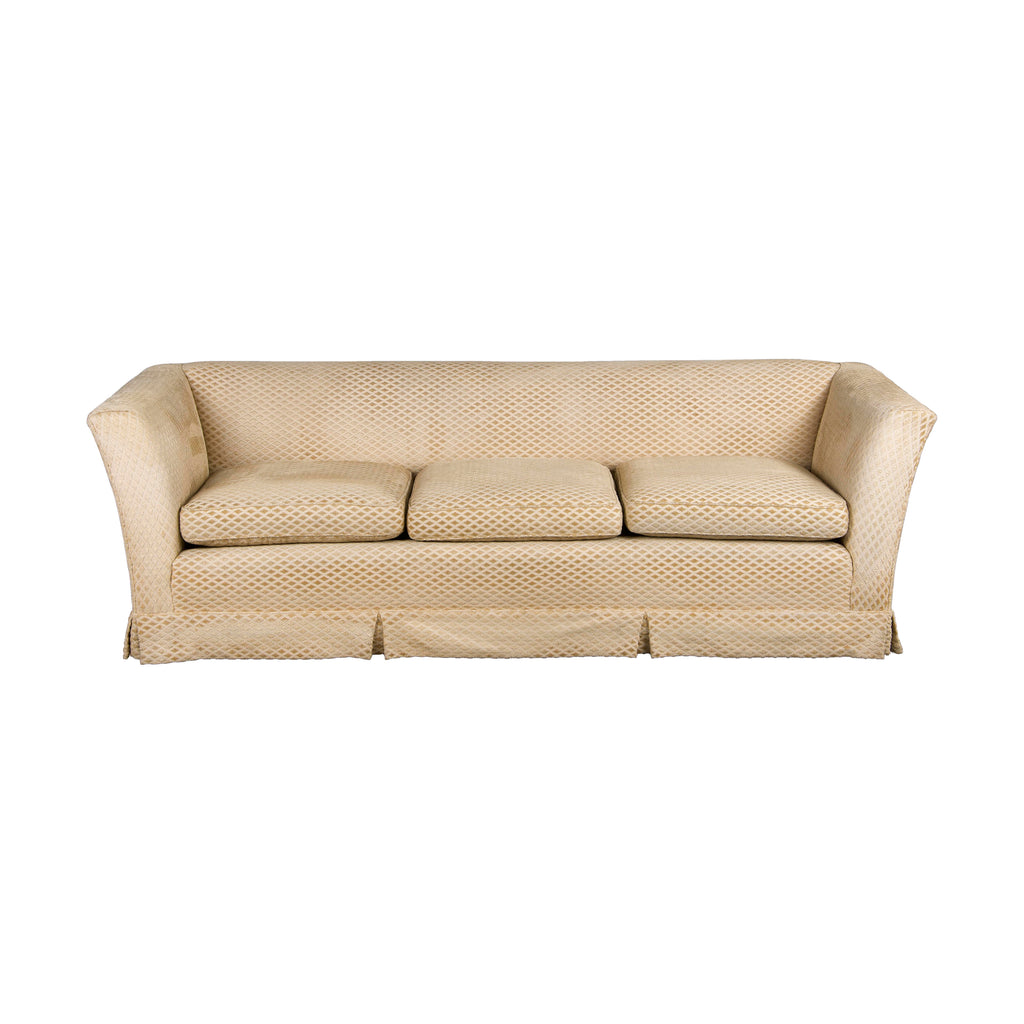 French Country Style 3-Seater Sofa W/ Beige Velvet