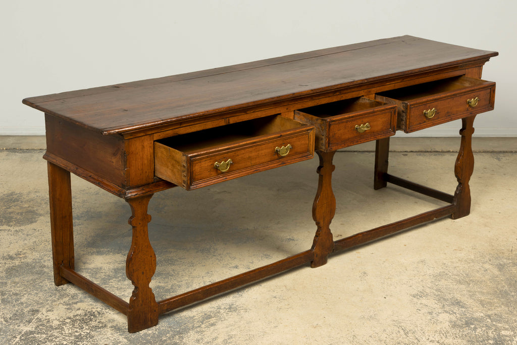 Late 18th Century English Pine Dresser Base or Server with Three Drawers
