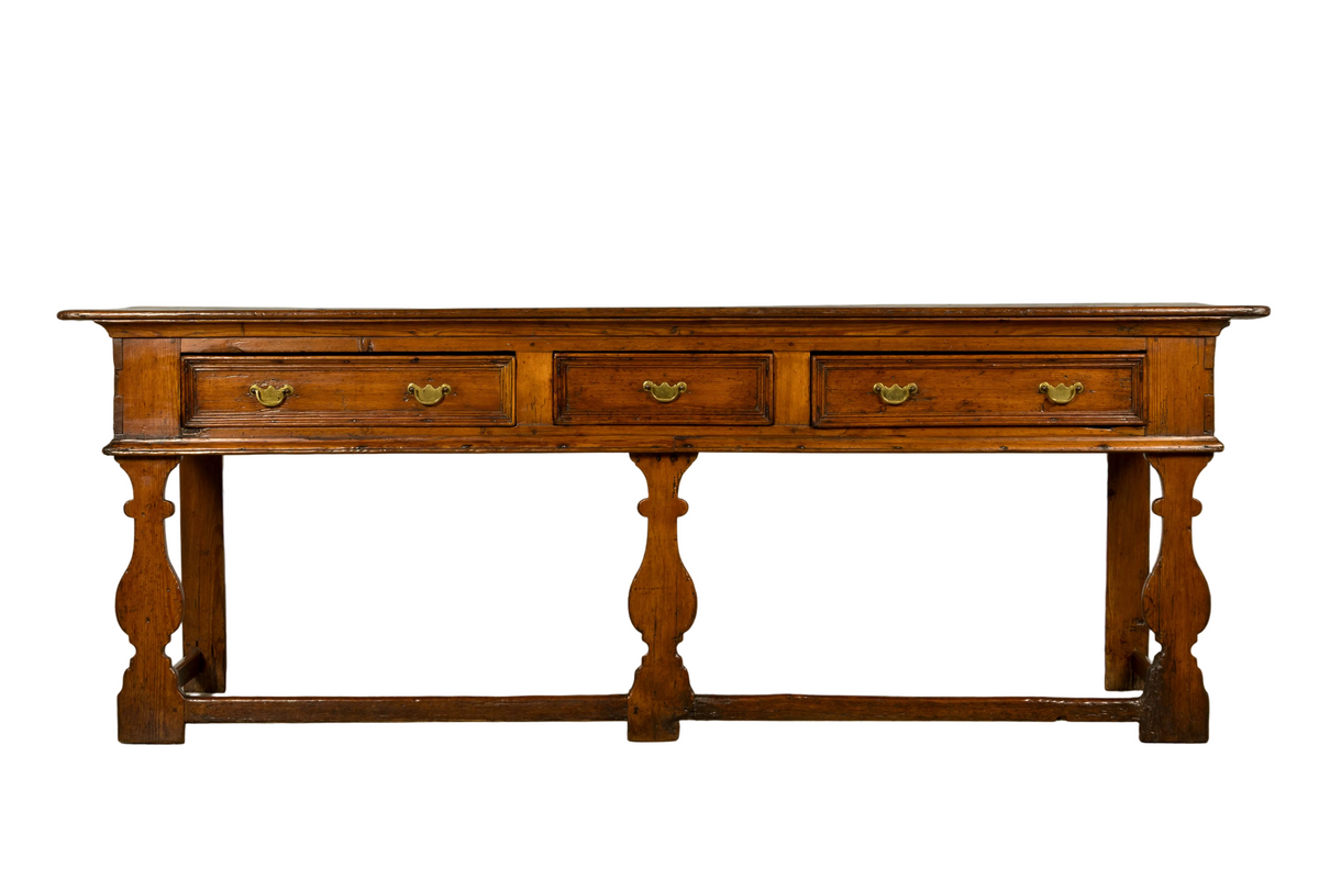 Late 18th Century English Pine Dresser Base or Server with Three Drawers