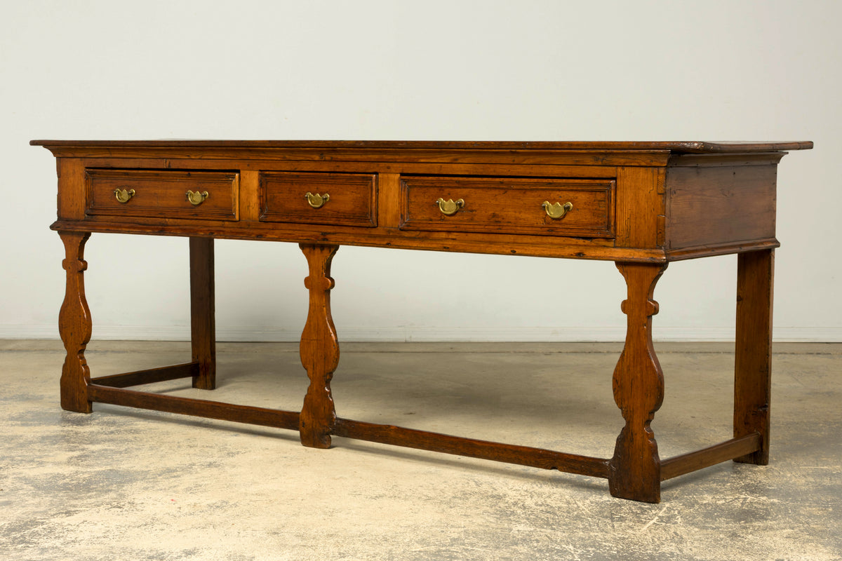Late 18th Century English Pine Dresser Base or Server with Three Drawers