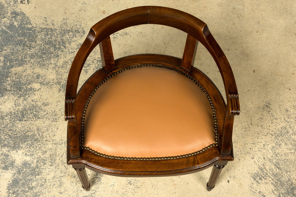 Late 19th Century French Empire Style Mahogany Barrel Back Desk Chair