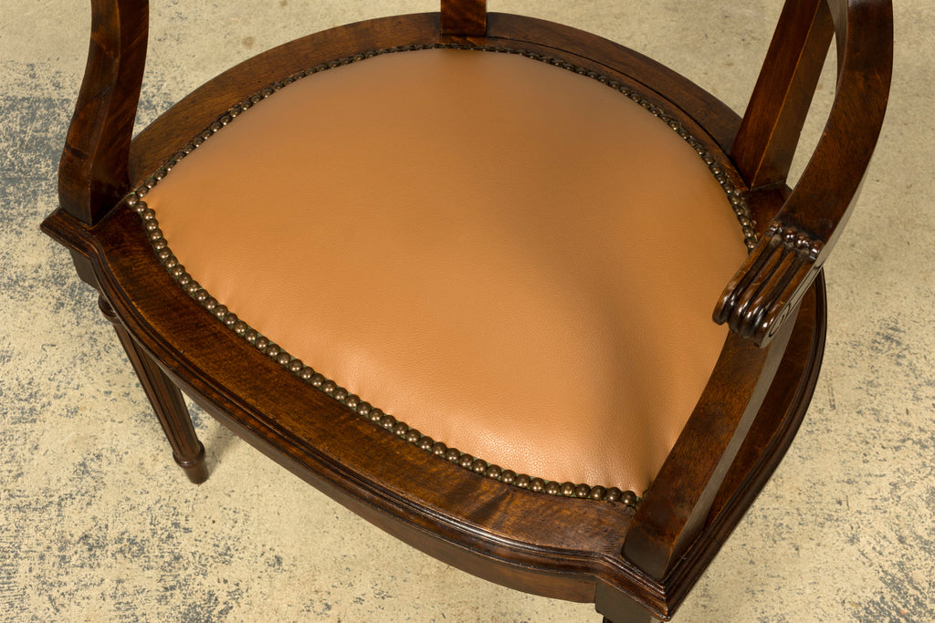 Late 19th Century French Empire Style Mahogany Barrel Back Desk Chair