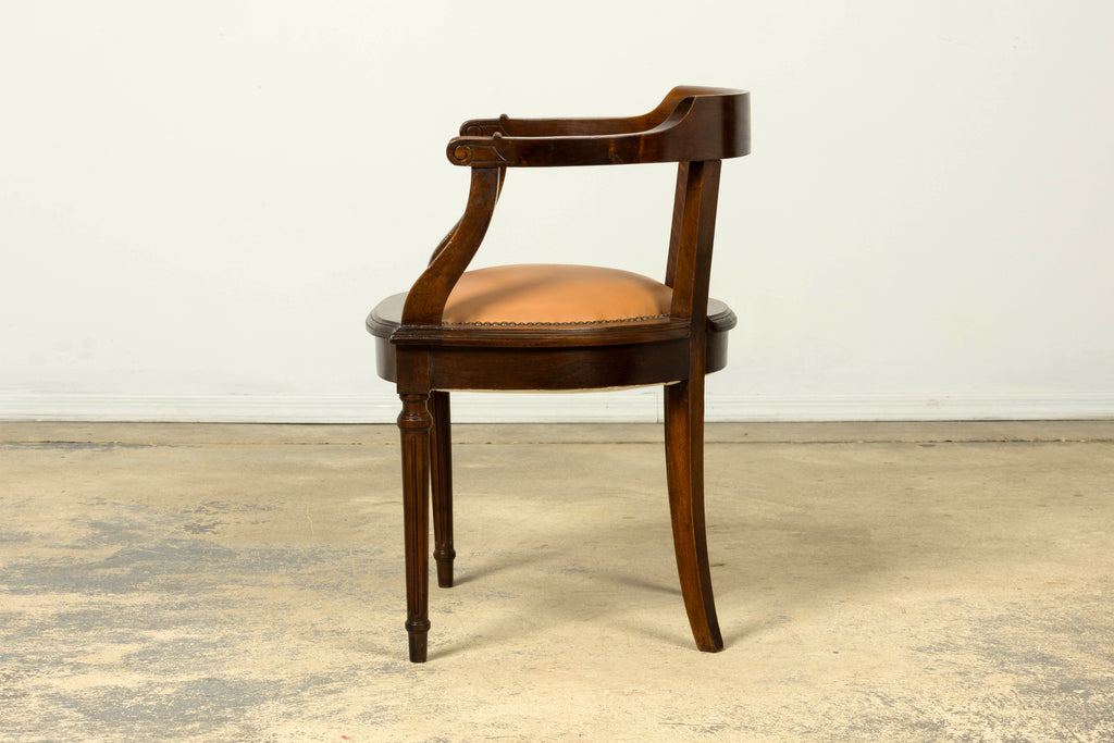 Late 19th Century French Empire Style Mahogany Barrel Back Desk Chair
