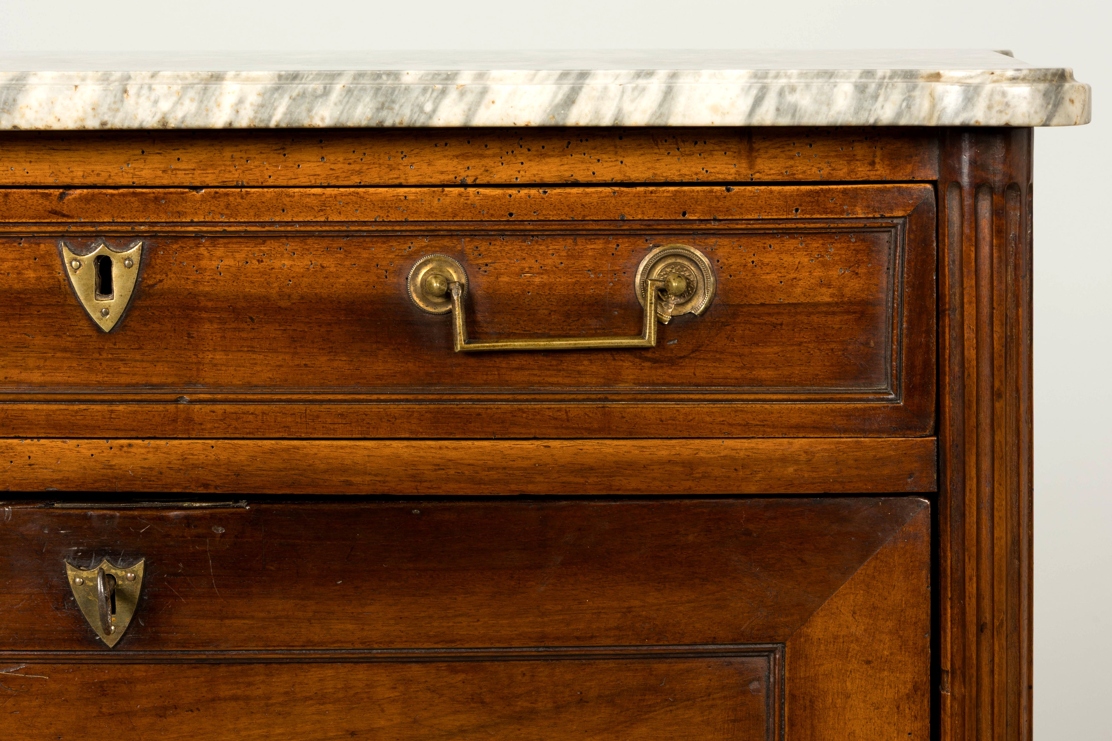 Late 18th Century French Louis XVI Walnut Secretary Desk with Marble Top