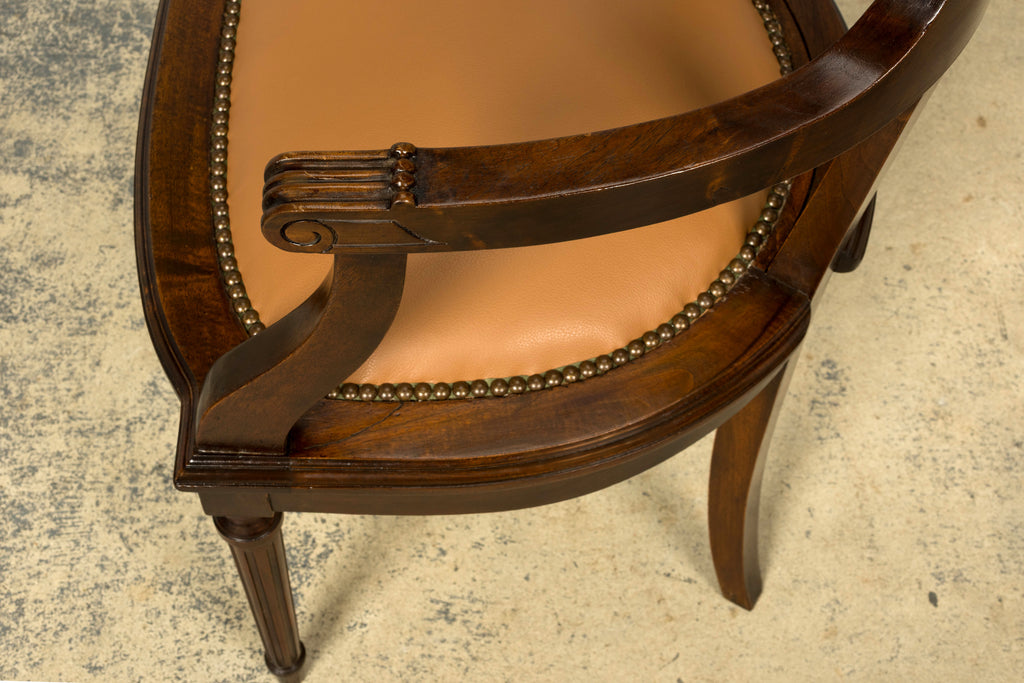 Late 19th Century French Empire Style Mahogany Barrel Back Desk Chair