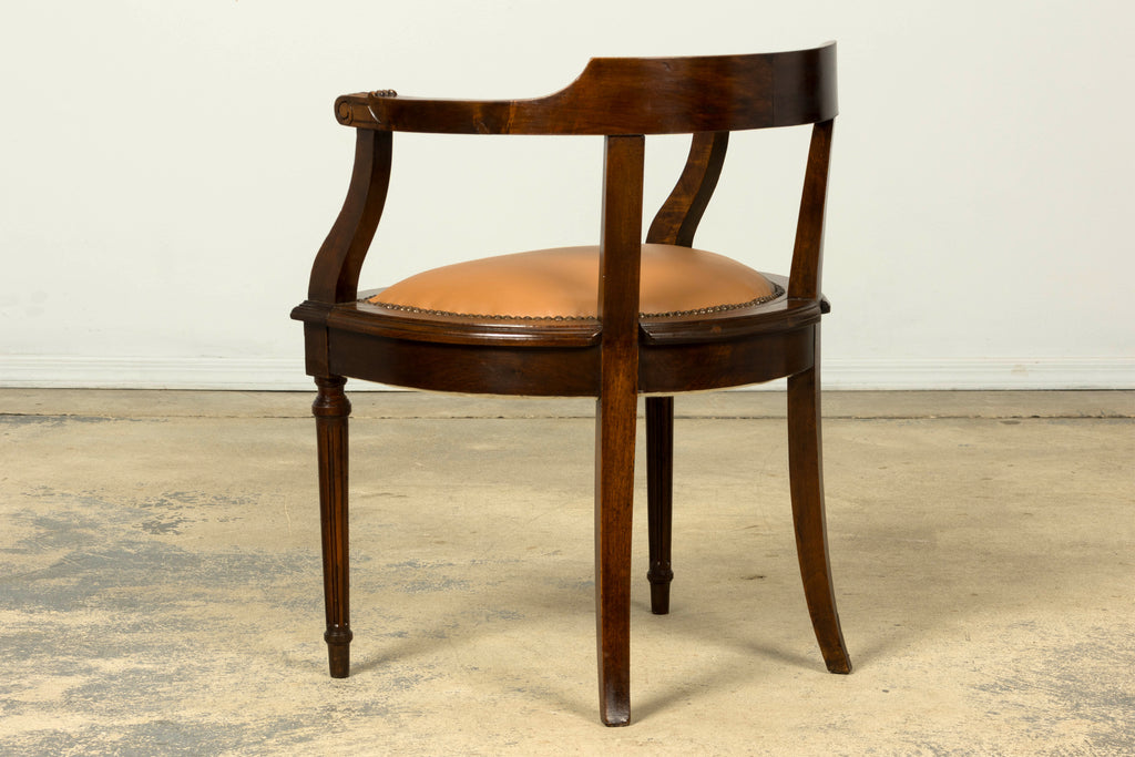 Late 19th Century French Empire Style Mahogany Barrel Back Desk Chair