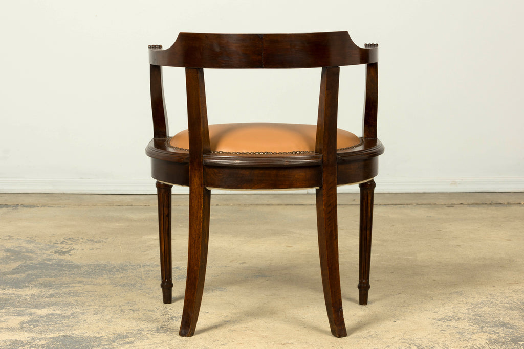 Late 19th Century French Empire Style Mahogany Barrel Back Desk Chair