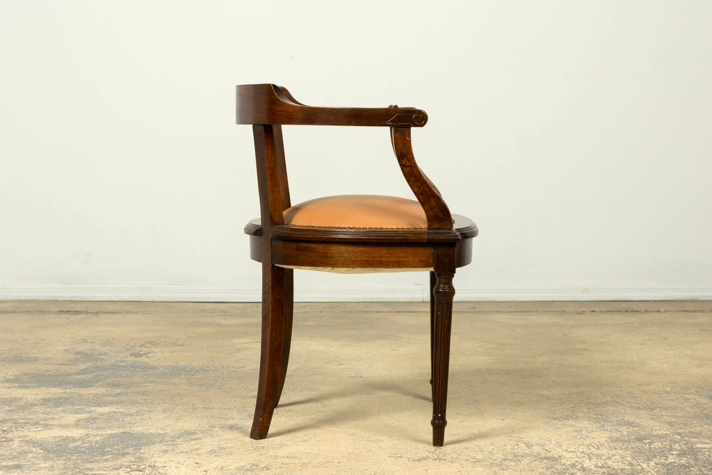 Late 19th Century French Empire Style Mahogany Barrel Back Desk Chair