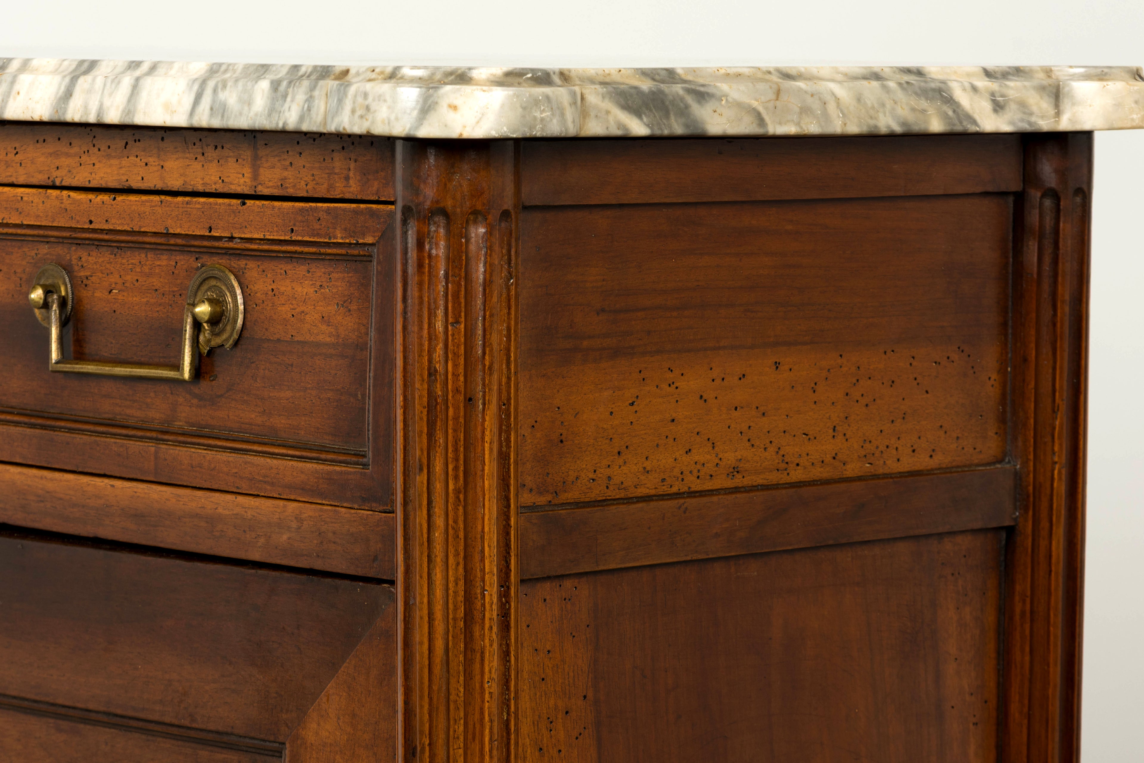 Late 18th Century French Louis XVI Walnut Secretary Desk with Marble Top