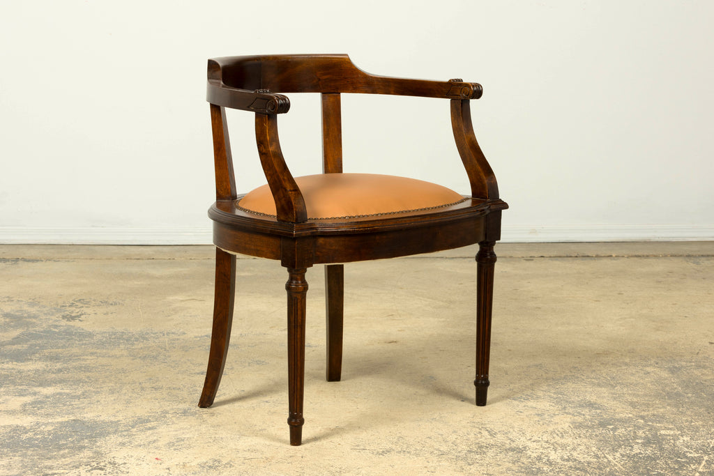 Late 19th Century French Empire Style Mahogany Barrel Back Desk Chair