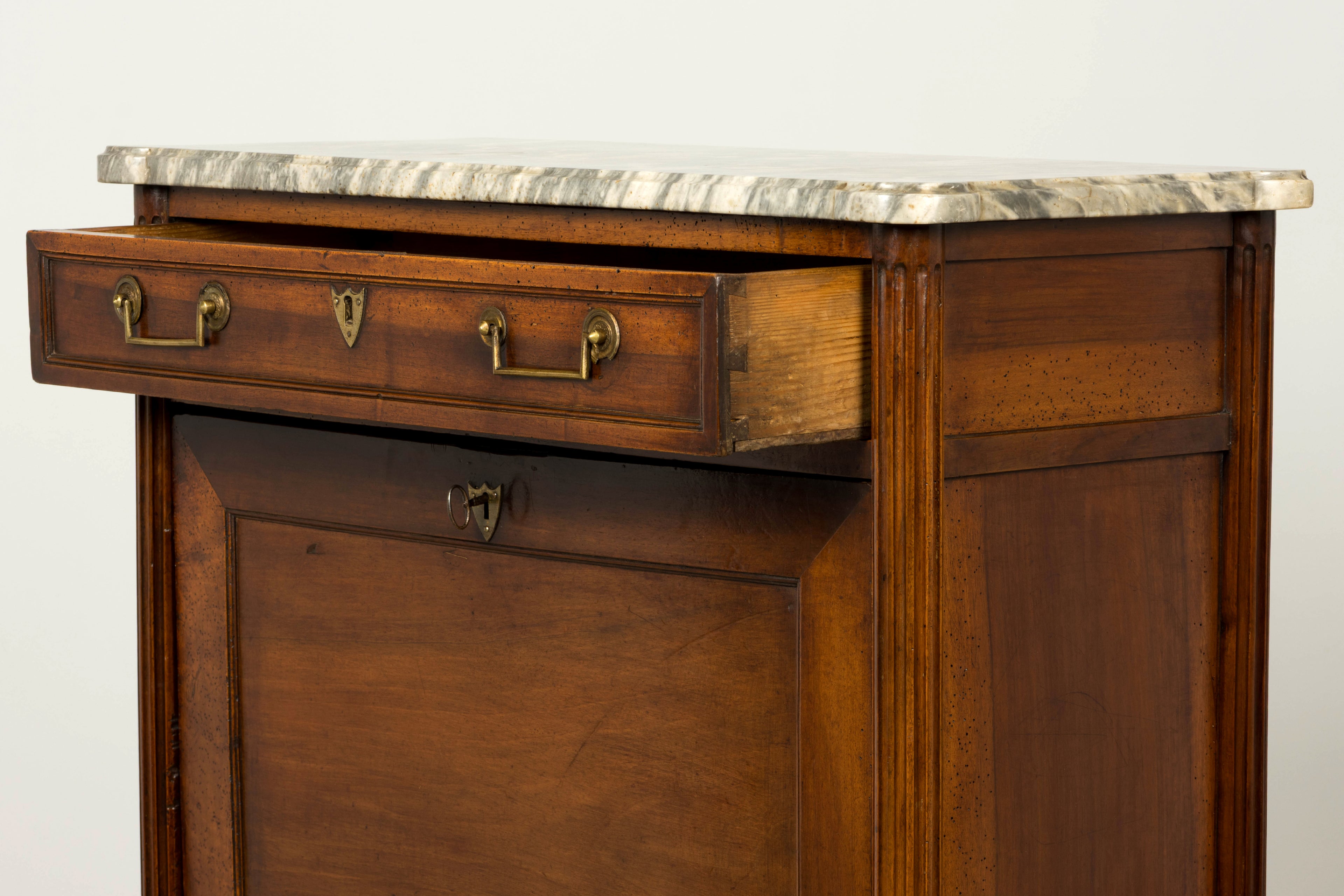 Late 18th Century French Louis XVI Walnut Secretary Desk with Marble Top