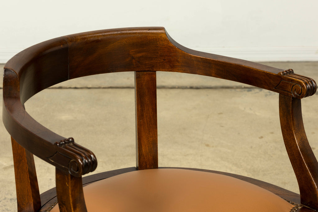 Late 19th Century French Empire Style Mahogany Barrel Back Desk Chair