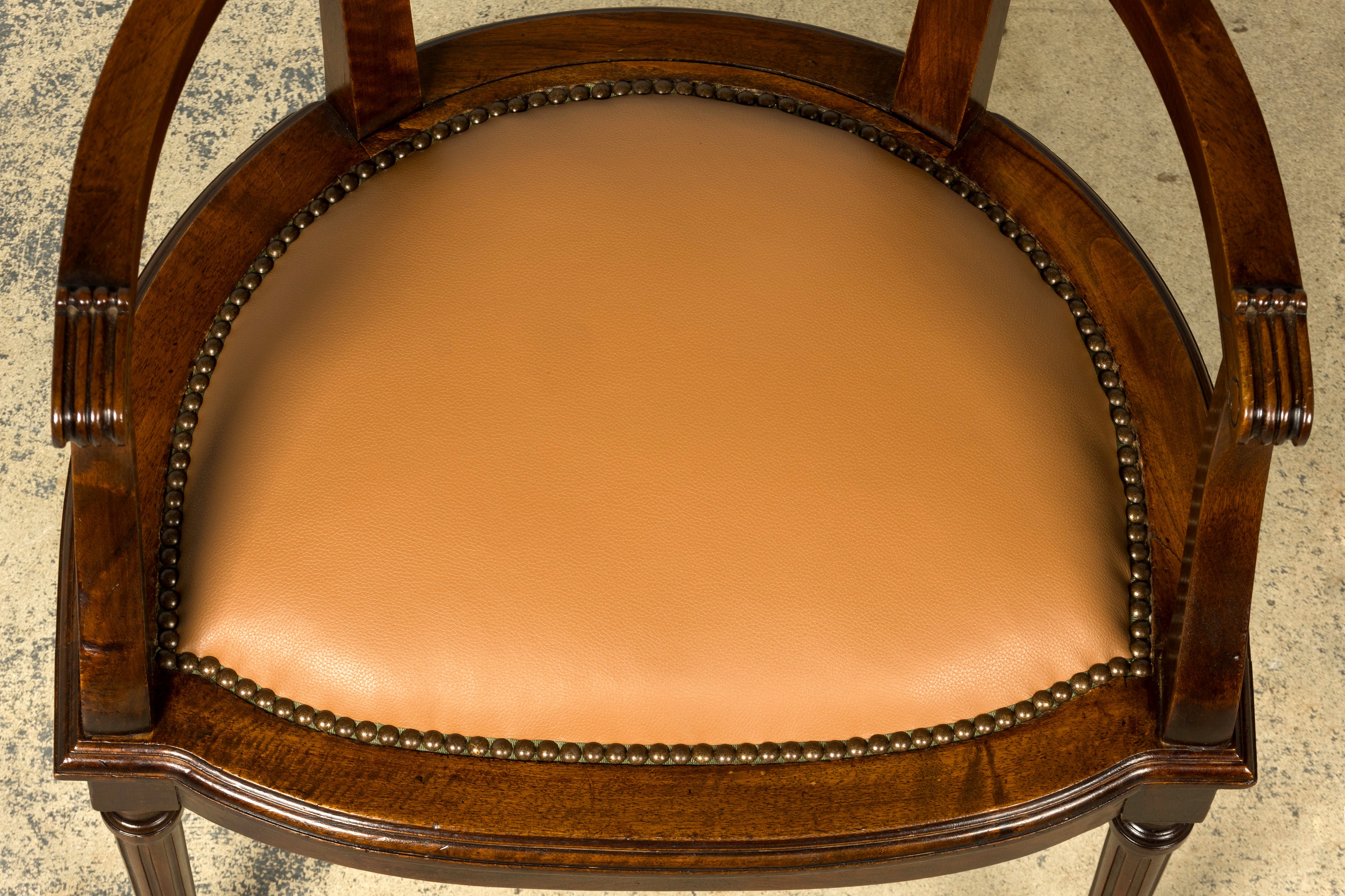 Late 19th Century French Empire Style Mahogany Barrel Back Desk Chair