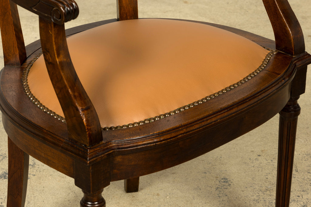 Late 19th Century French Empire Style Mahogany Barrel Back Desk Chair