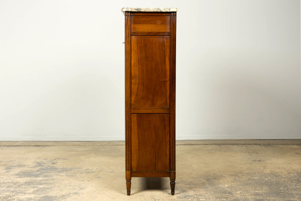 Late 18th Century French Louis XVI Walnut Secretary Desk with Marble Top
