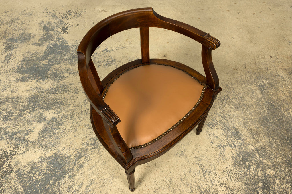 Late 19th Century French Empire Style Mahogany Barrel Back Desk Chair