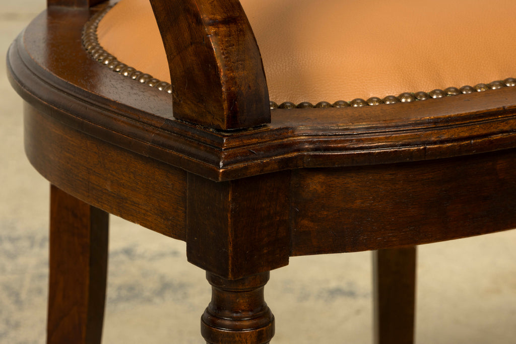 Late 19th Century French Empire Style Mahogany Barrel Back Desk Chair