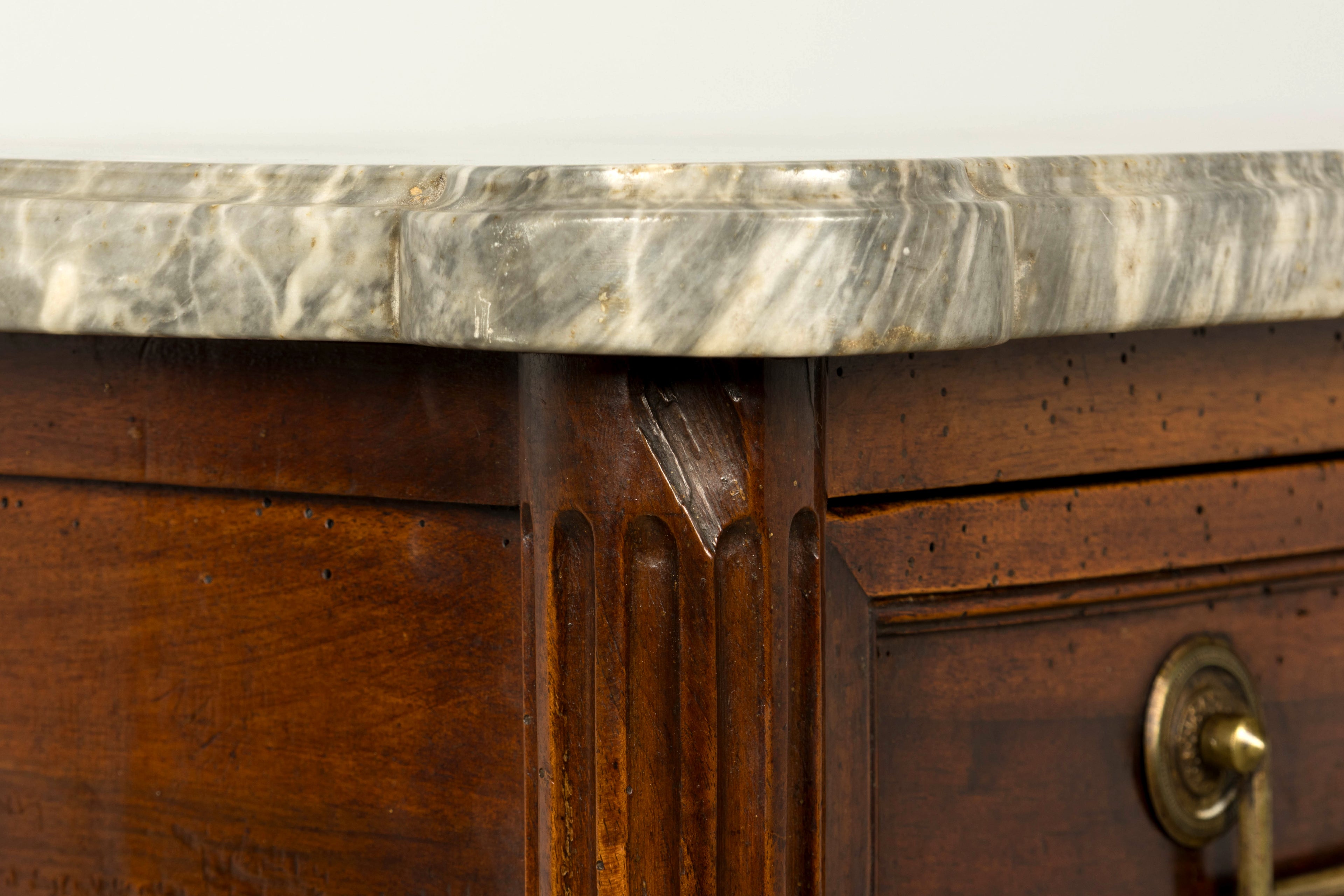 Late 18th Century French Louis XVI Walnut Secretary Desk with Marble Top