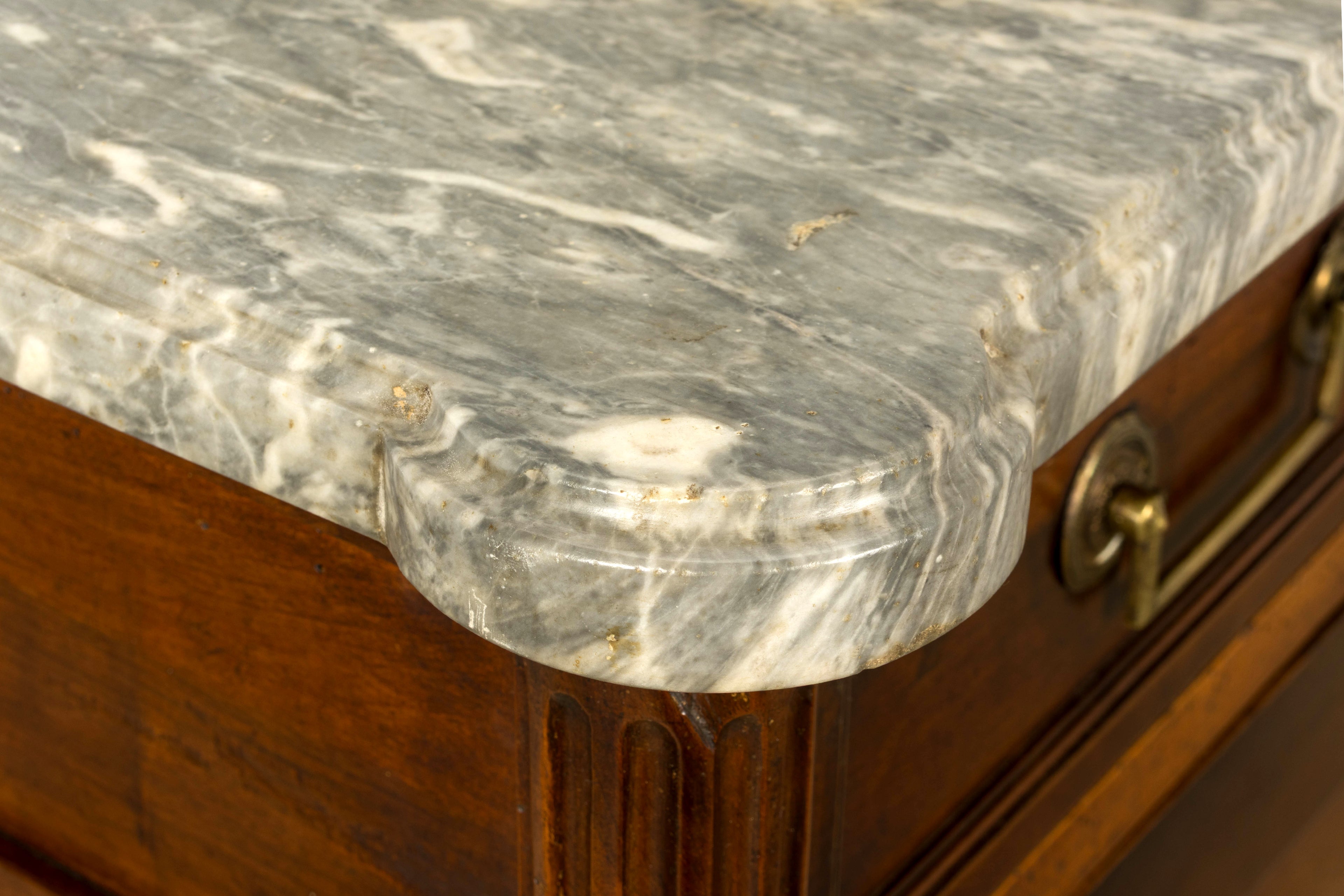 Late 18th Century French Louis XVI Walnut Secretary Desk with Marble Top