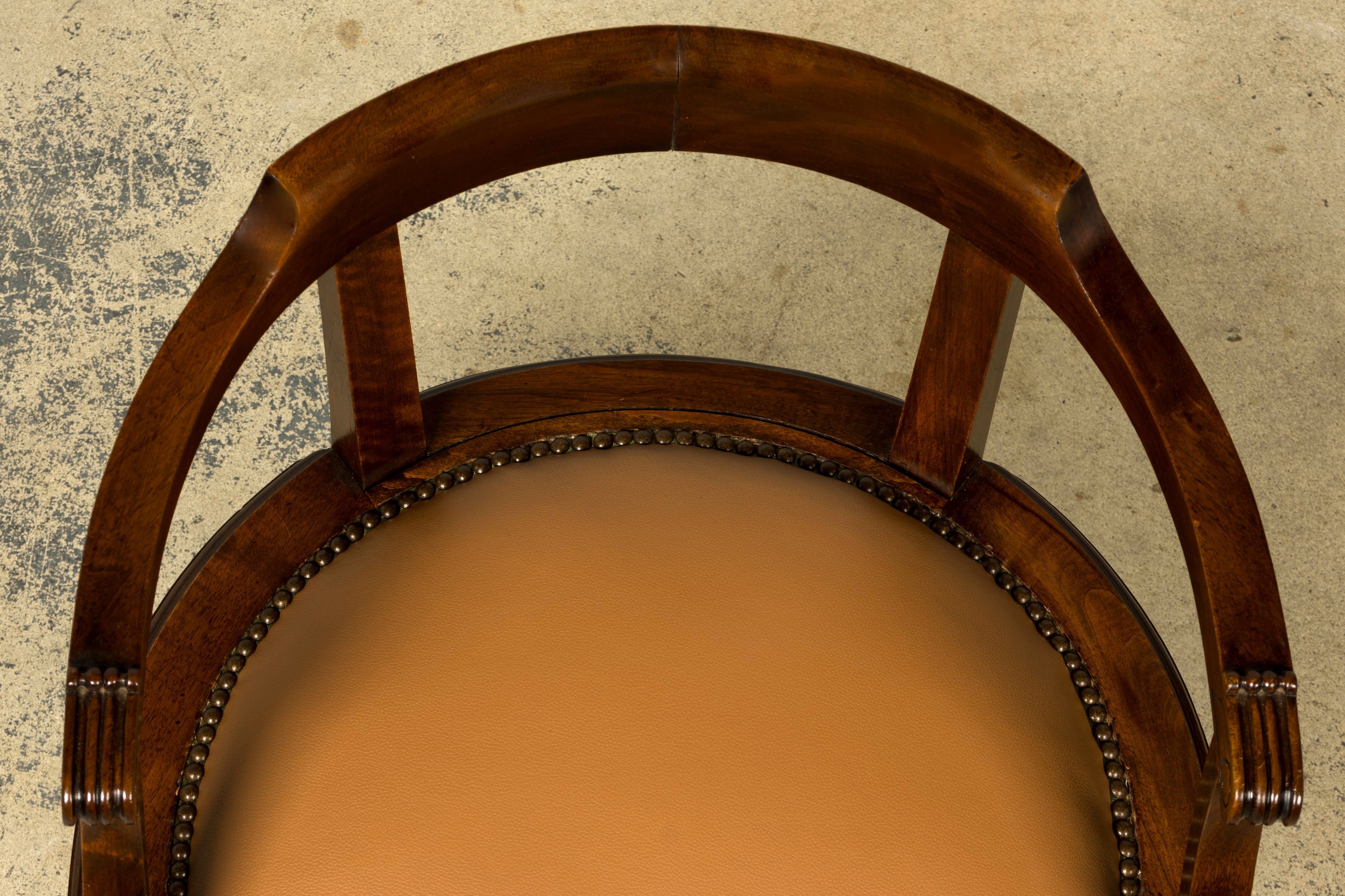 Late 19th Century French Empire Style Mahogany Barrel Back Desk Chair
