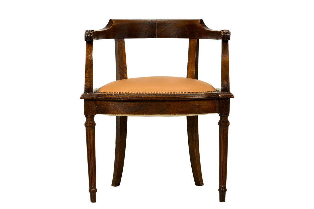 Late 19th Century French Empire Style Mahogany Barrel Back Desk Chair