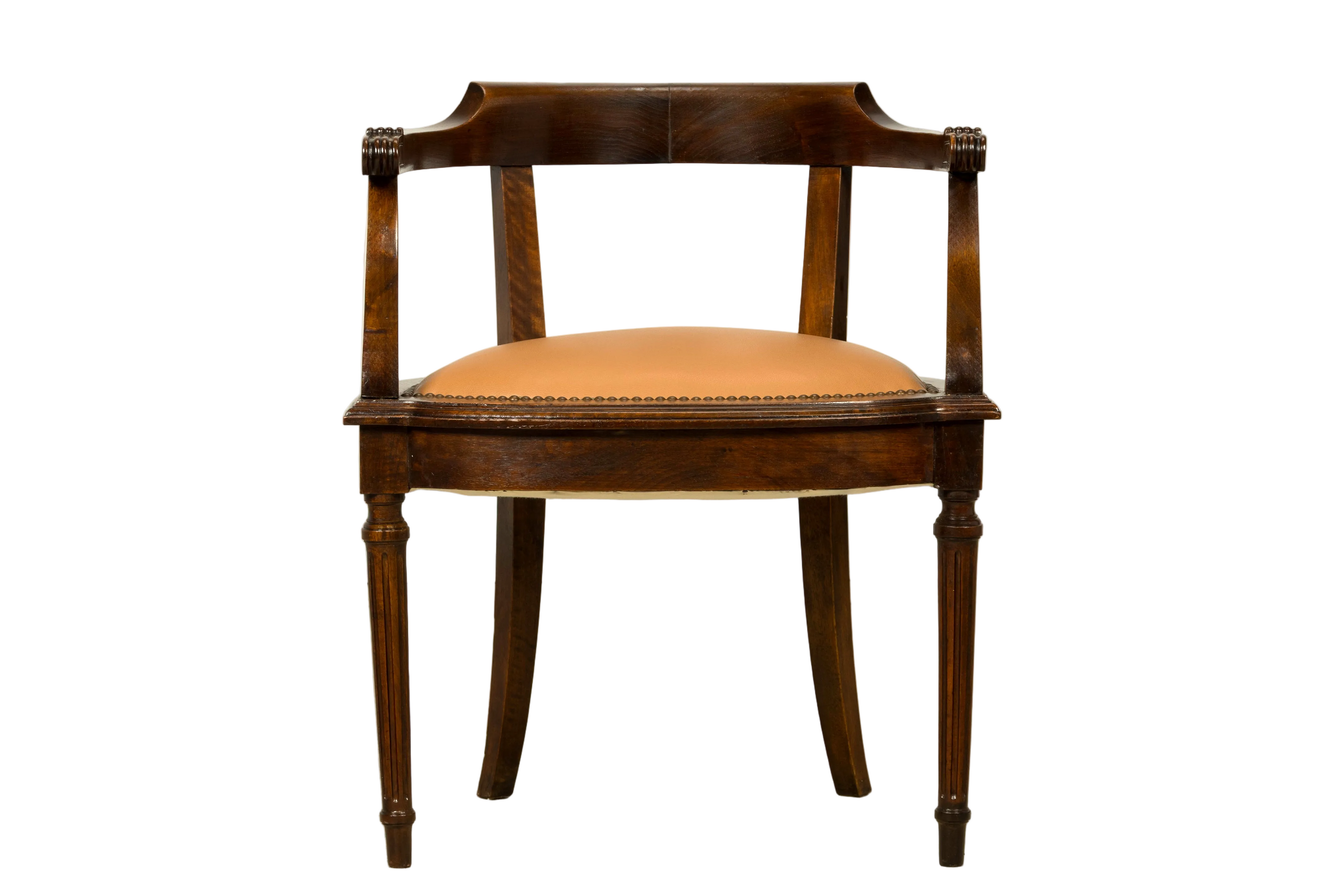 Late 19th Century French Empire Style Mahogany Barrel Back Desk Chair