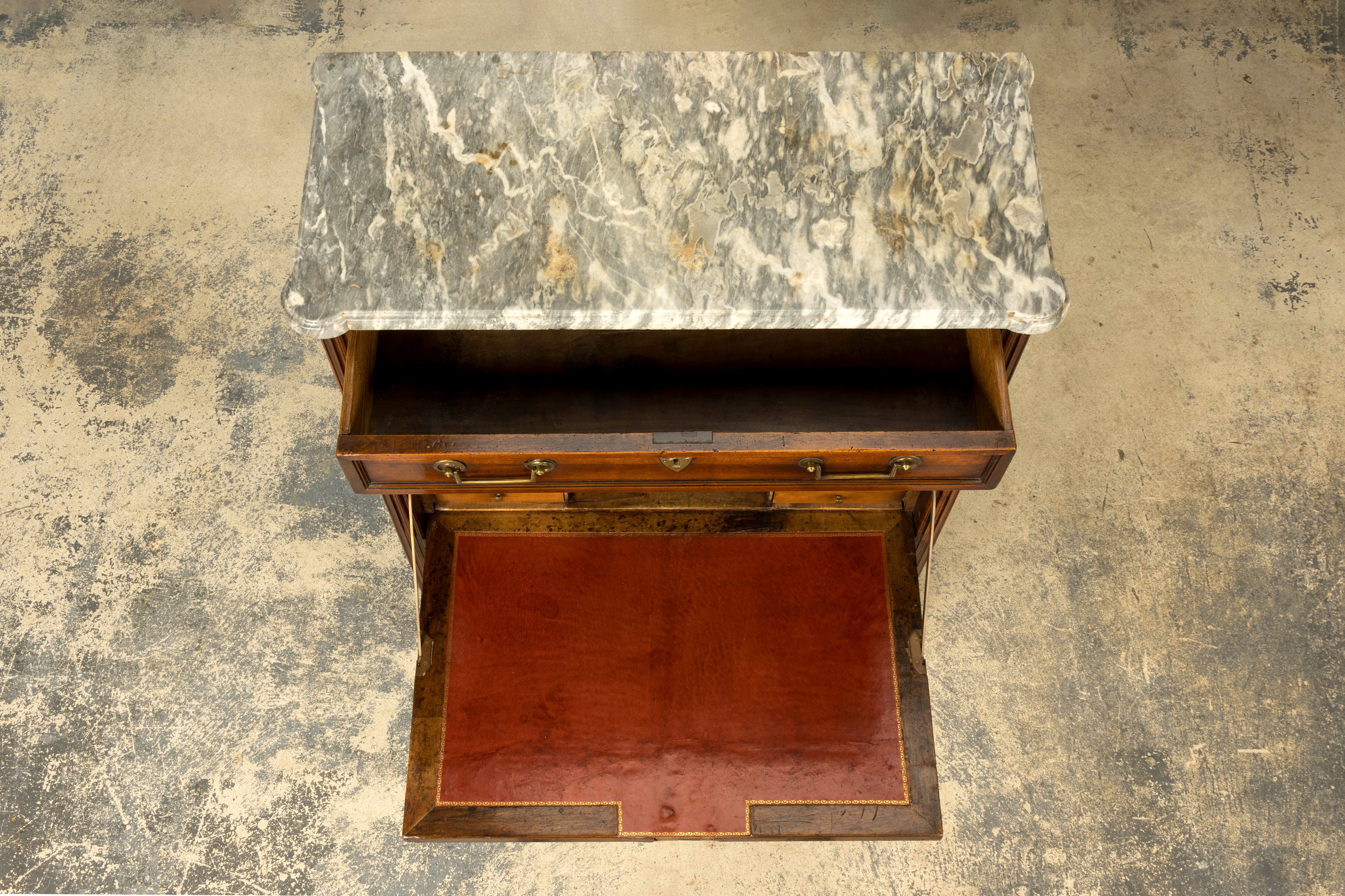 Late 18th Century French Louis XVI Walnut Secretary Desk with Marble Top