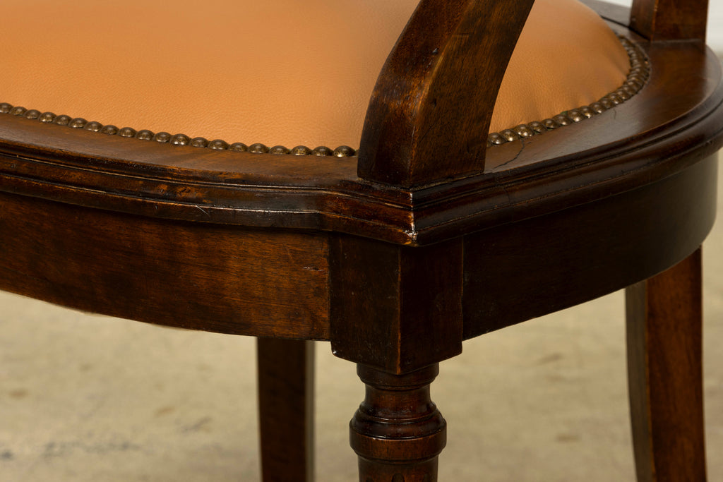 Late 19th Century French Empire Style Mahogany Barrel Back Desk Chair