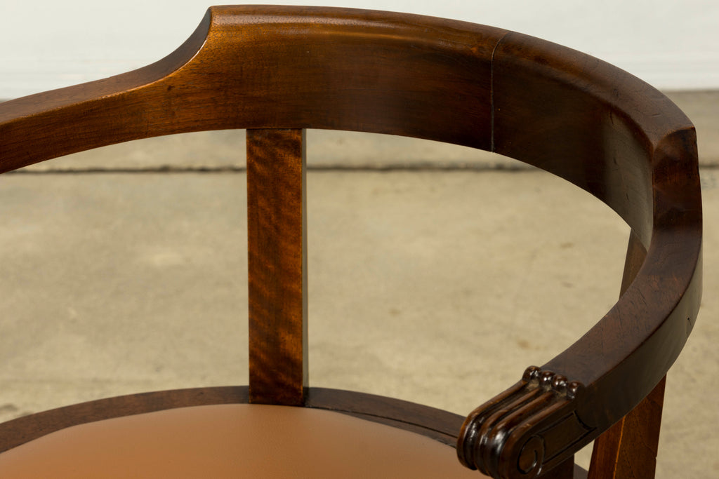 Late 19th Century French Empire Style Mahogany Barrel Back Desk Chair