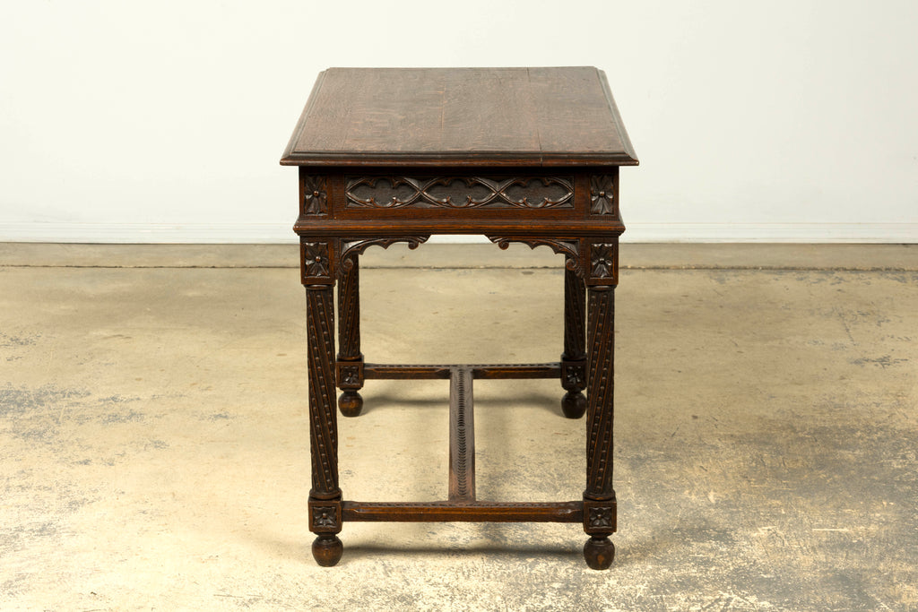 Late 19th Century French Gothic Revival Carved Oak Writing Desk