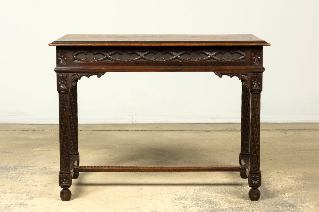 Late 19th Century French Gothic Revival Carved Oak Writing Desk