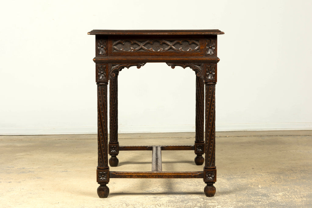 Late 19th Century French Gothic Revival Carved Oak Writing Desk