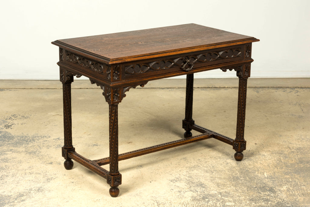 Late 19th Century French Gothic Revival Carved Oak Writing Desk