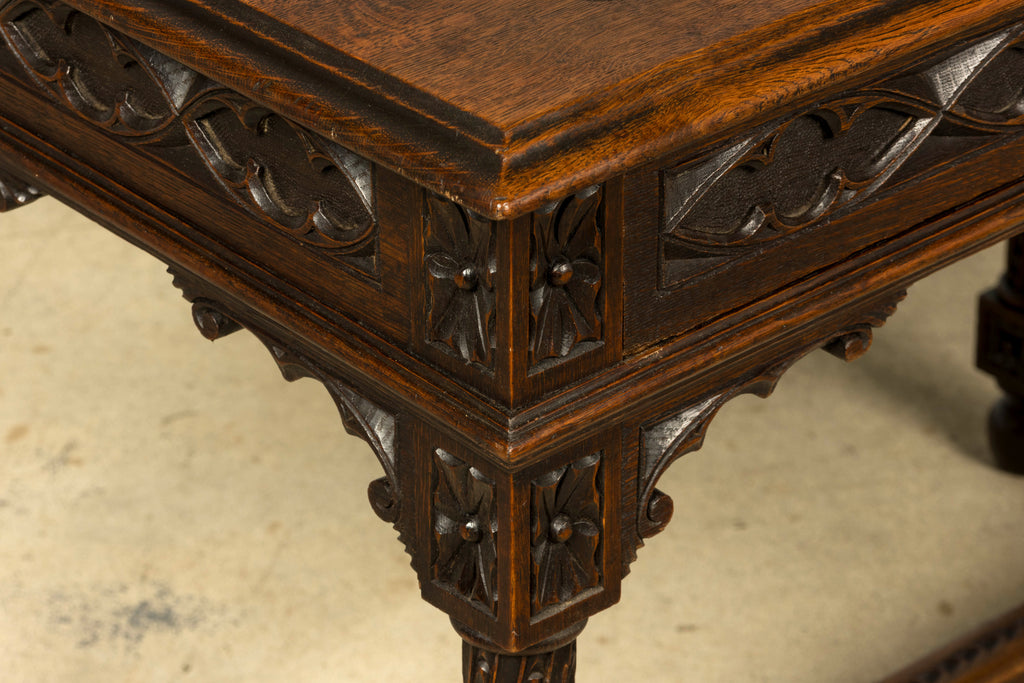 Late 19th Century French Gothic Revival Carved Oak Writing Desk